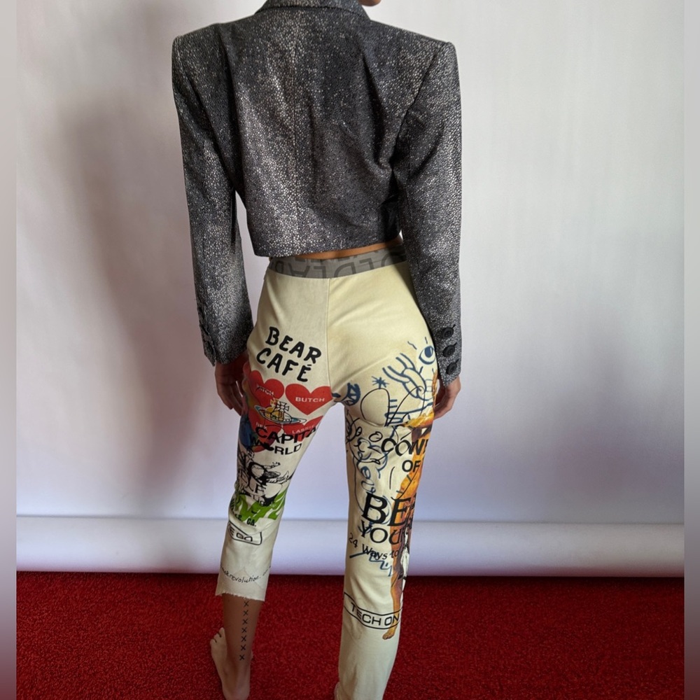 Vivienne Westwood GOLD LABEL LEATHER STRETCH PANTS MEANINGLESS PRINT 2015 - Picture 5 of 16